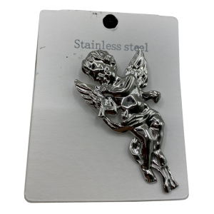 Καρφίτσα Ατσάλινη Αγγελάκι Ασημί