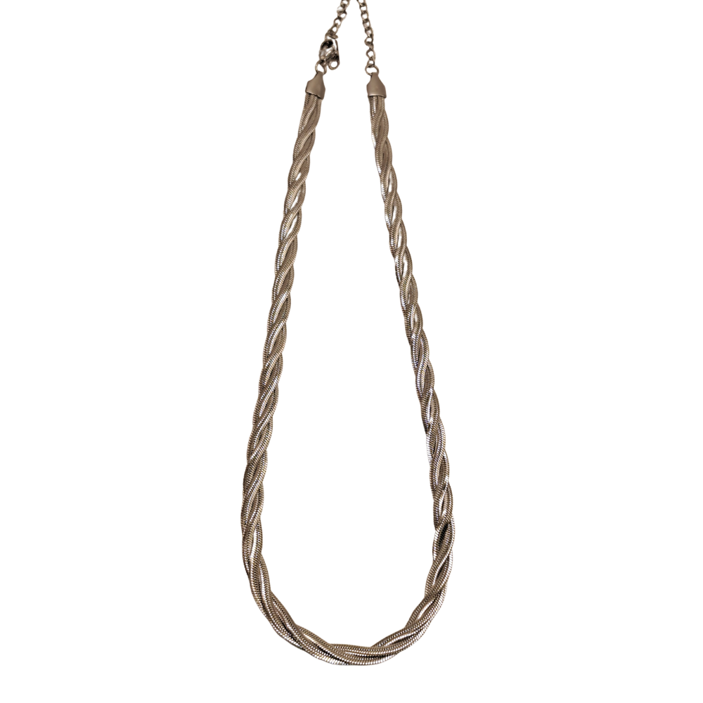 Κολιέ με Σχέδιο Πλεξούδα Foxy Lady Ασημί