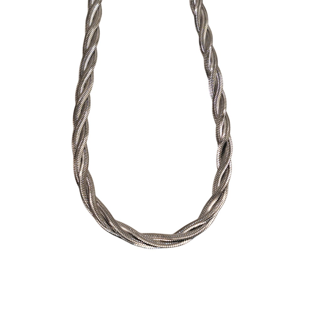 Κολιέ με Σχέδιο Πλεξούδα Foxy Lady Ασημί