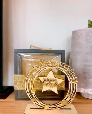 Γούρι Ξύλινο Καλές Γιορτές Παππού και Γιαγιά