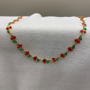 Κολιέ Γυναικείο Κεράσι από Ατσάλι σε Χρυσή Απόχρωση K164