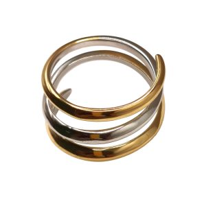 Δαχτυλίδι Γυναικείο Foxy Lady Δίχρωμο R259 Silver Gold Combo