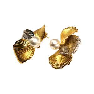 Σκουλαρίκια Γυναικεία με Περλίτσα Ε242 Silver Gold Combo