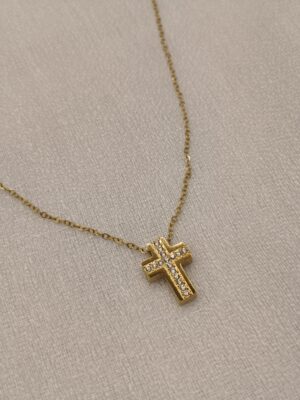 Κολιέ Γυναικείο Σταυρός από Ανοξείδωτο Ατσάλι Χρυσό